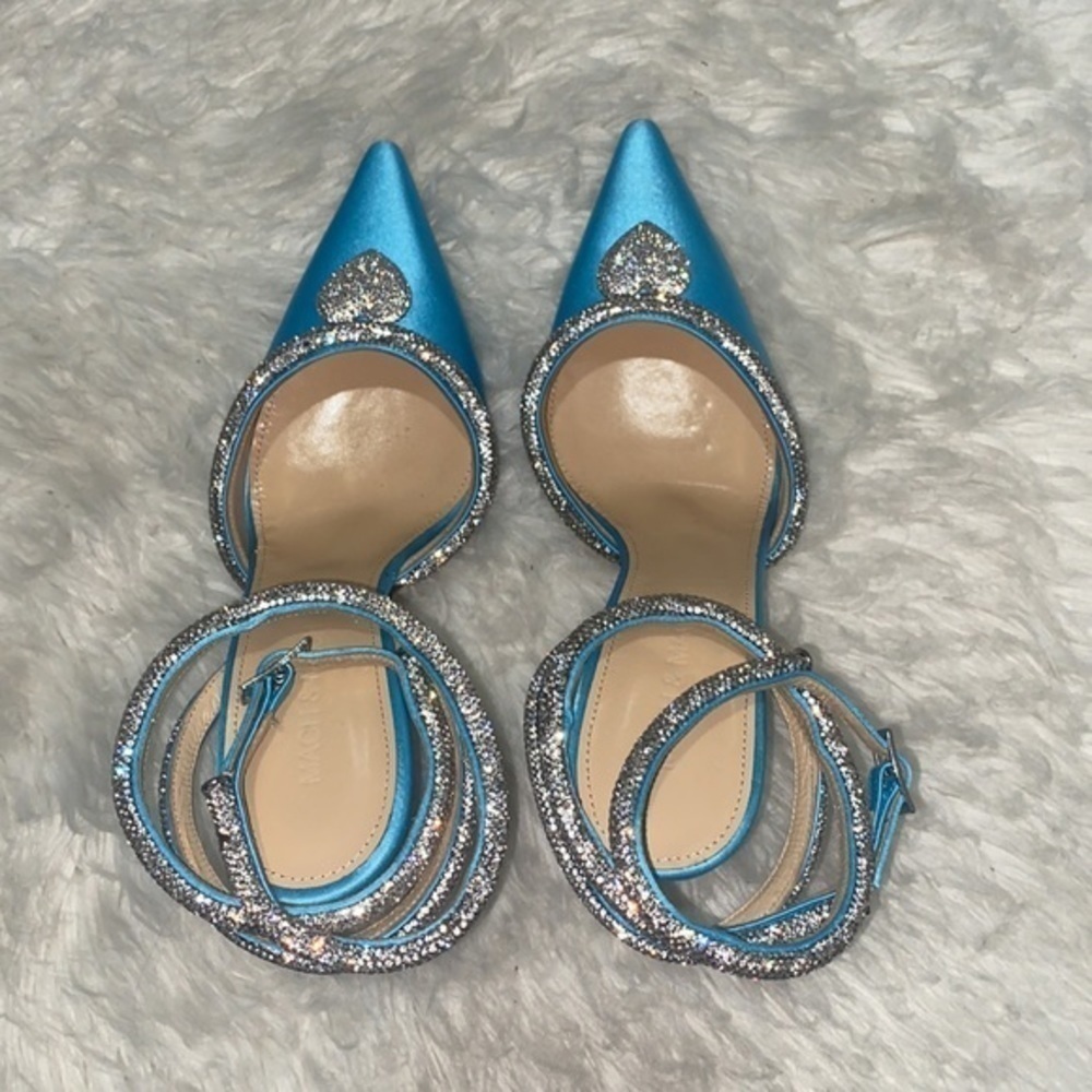 Mach & Mach Heart crystal embellished satin pumps size 36.5EU - Picture 7 of 15